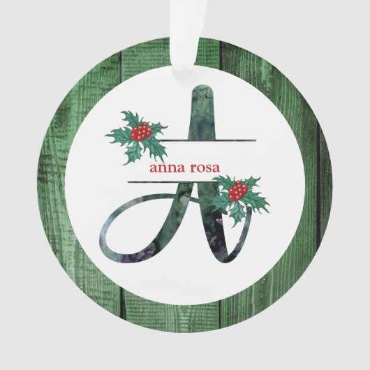 *~* Lettre A Photographie de Noël Bois rustique AP (devant)