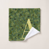 Lettre A vert foncé et jaune (Gant de toilette)