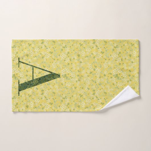 Lettre A vert foncé et jaune (Serviette à main)