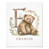 Lettre alphabet animal F Enfants Nom Ours Poster (Devant)