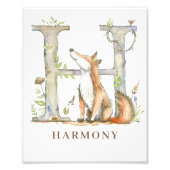 Lettre alphabet animal H Enfants Nom Renard Poster (Devant)