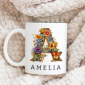 Lettre alphabet de jardin A Monogramme Café Mug