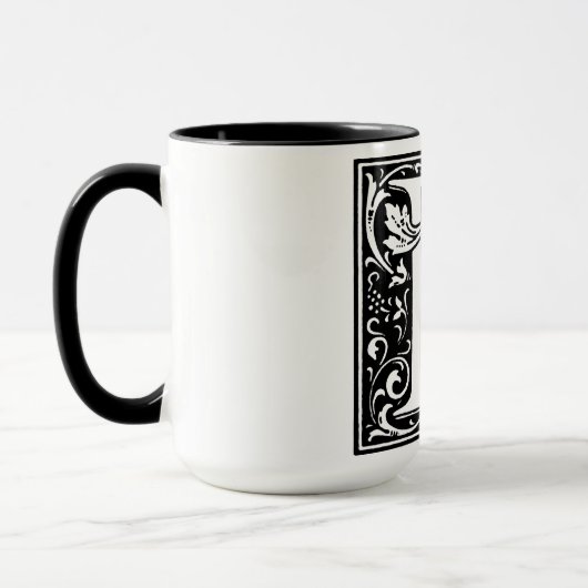Lettre alphabet de style Renaissance E sur Mug (Gauche)