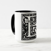 Lettre alphabet de style Renaissance E sur Mug (Devant gauche)