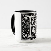 Lettre alphabet de style Renaissance F sur Mug (Devant gauche)