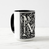 Lettre alphabet de style Renaissance M sur Mug (Devant gauche)