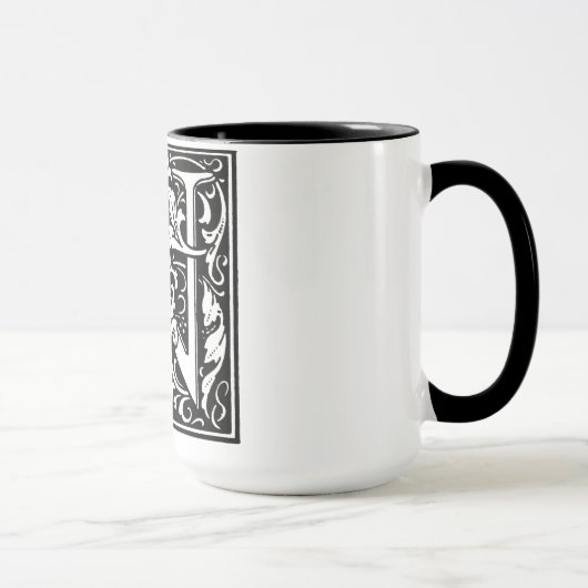 Lettre alphabet de style Renaissance N sur Mug (Droite)