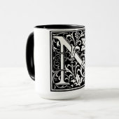 Lettre alphabet de style Renaissance N sur Mug (Devant gauche)