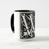 Lettre alphabet de style Renaissance W sur Mug (Devant gauche)