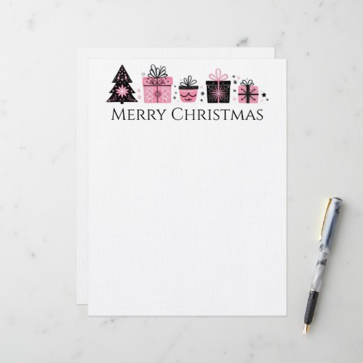 Lettre Arbre de Noël et présente en-tête (Devant/Arrière en situation)