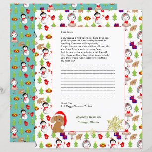 Lettre au Père Noël Cute Papeterie personnalisée