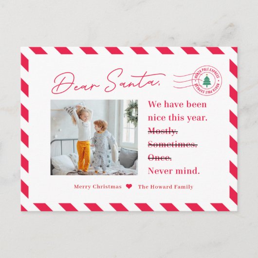 Lettre aux enfants Père Noël Photo Carte postale d (Devant)