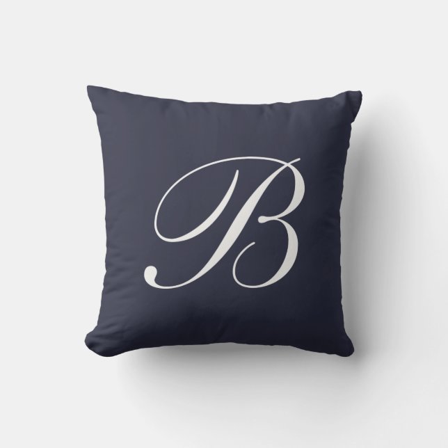 Lettre B Coussin de monogramme bleu de la marine (Recto)