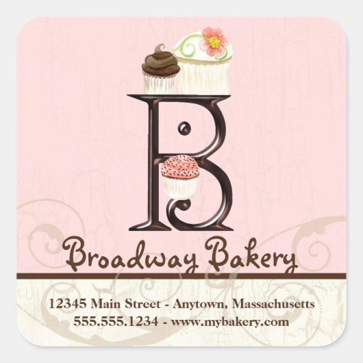 Lettre B Monogram Cupcake Logo Autocollants d'affa (Devant)