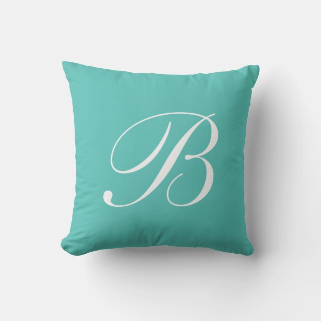 Lettre B Monogramme Turquoise Coussin (Recto)
