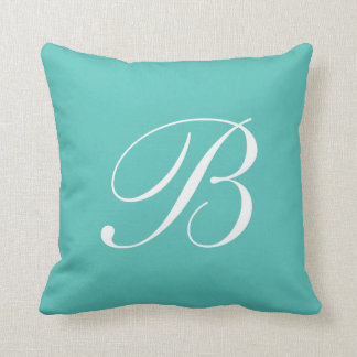 Lettre B Monogramme Turquoise Coussin