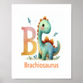 Lettre B, Poster d'aquarelle Dinosaure Alphabet (Devant)