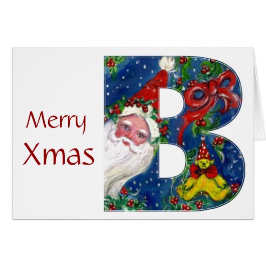 LETTRE B / SANTA CLAUS AVEC MONOGRAMME ROUGE RIBBO (Devant horizontal)