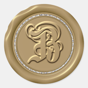 *~* Lettre B Stickers Cercle de diamant cire d'or