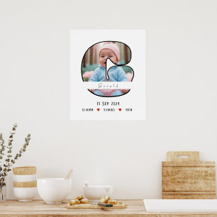 Lettre bébé personnalisée G avec bordure - Poster
