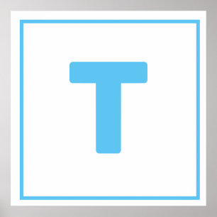 Lettre bleue T Poster
