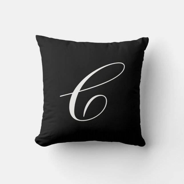 Lettre C Coussin de monogramme noir (Recto)