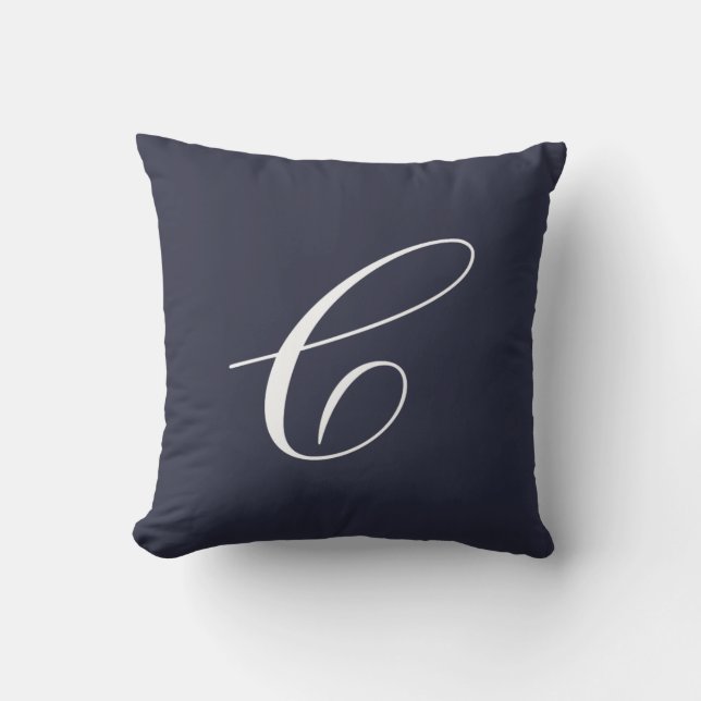 Lettre C Marine Coussin de monogramme bleu (Recto)