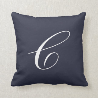 Lettre C Marine Coussin de monogramme bleu