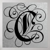 Lettre C, Monogramme gothique Poster noir (Devant)
