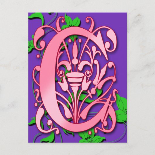 Lettre C Monogramme initial sur les cartes violett (Devant)