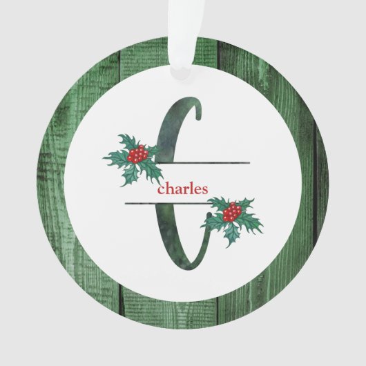 *~* Lettre C Photographie de Noël Rustic Wood AP44 (devant)