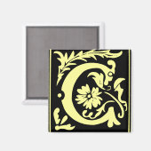 Lettre calligraphie ancienne C Carré Fridge Magnet (Recto/Verso)