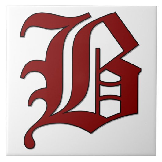 Lettre Canterbury B en carreaux Monogrammes rouges (Devant)