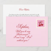 Lettre cerise mignonne Carte femme de chambre (Devant / Derrière)
