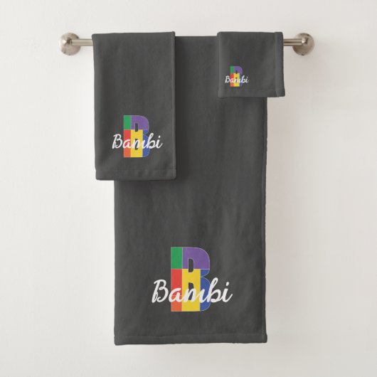 Lettre classique B couleur monogrammée gris foncé (En situation)