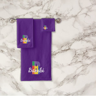 Lettre classique B couleur monogrammée violet