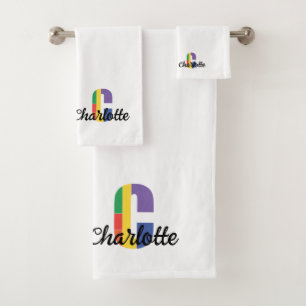 Lettre classique C couleur monogrammée blanc