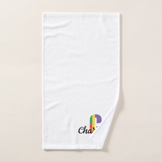 Lettre classique C couleur monogrammée blanc (Serviette à main)