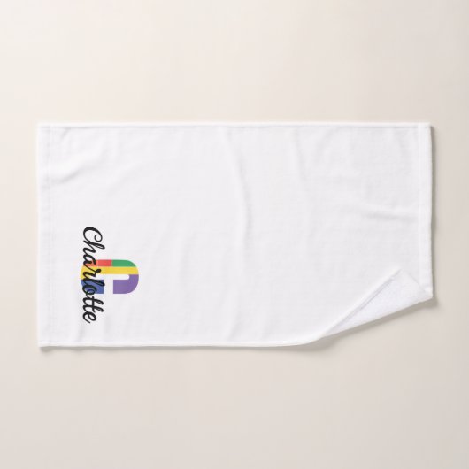 Lettre classique C couleur monogrammée blanc (Serviette à main)