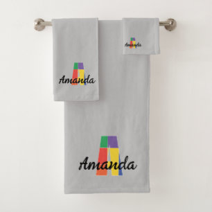 Lettre classique Une couleur monogrammée gris