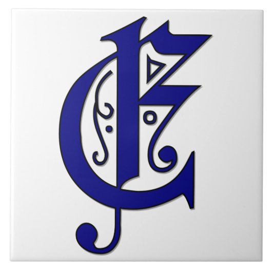 Lettre Colchester E en Carreaux Monogrammes Bleus (Devant)