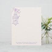 Lettre Customisée En-tête de cage d'oiseau rose pourpre (Debout devant)