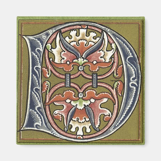 Lettre 'D' en couleur - Aimant (Devant)