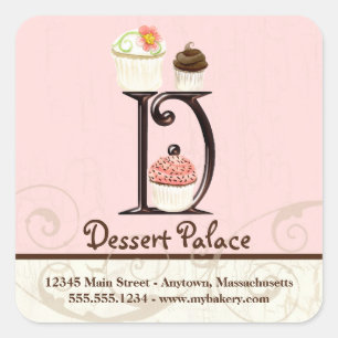 Lettre D Monogram Cupcake Logo Autocollants d'affa
