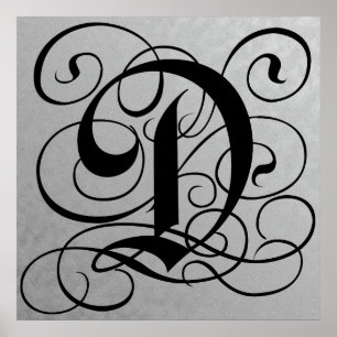 Lettre D, Monogramme gothique Poster noir