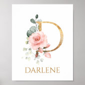 Lettre D Monogramme Peach rose Poster (Devant)