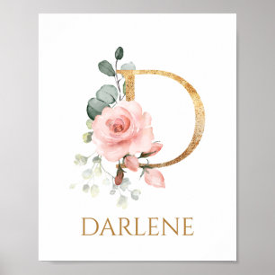 Lettre D Monogramme Peach rose Poster