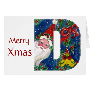 LETTRE D / SANTA CLAUS AVEC MONOGRAMME ROUGE RIBBO
