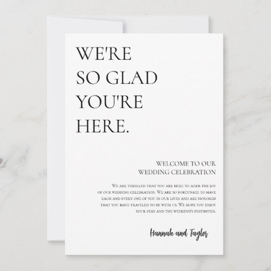 Lettre d'accueil moderne et carte Mariage chronolo (Devant)