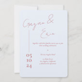 LETTRE D'AMOUR Bleu Dusty Invitations De Mariage (Devant)